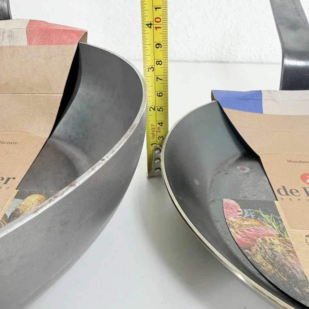 2 Piece Set - de Buyer Blue Carbon Steel Fry Pan 2mm Thick 9.5
